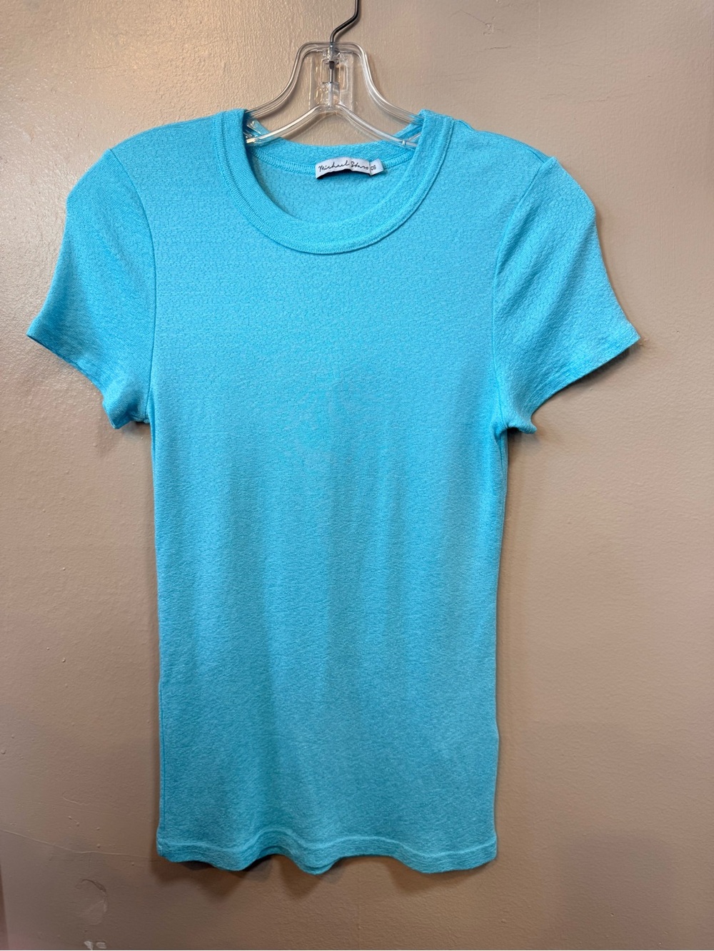 Michael Stars OS Turquoise Blue Short Sleeve Knit Top Made in USA
